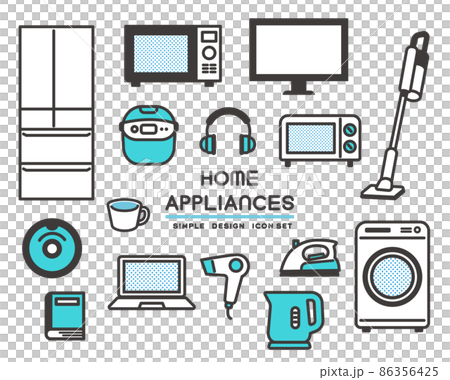 Vector illustration material of various home appliances that are simple and easy to use / moving / new life Vector illustration material of various home appliances that are simple and easy to use / moving / new life 86356425