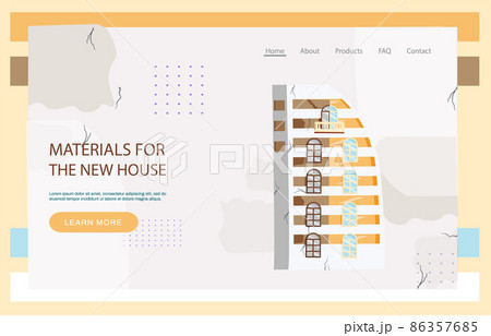 Materials for new house landing page template. Construction and building industry accessories Materials for new house landing page template. Construction and building industry accessories 86357685