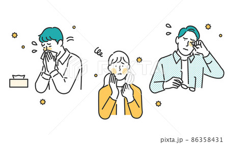 花粉症状で悩む男女のイメージイラスト素材 86358431