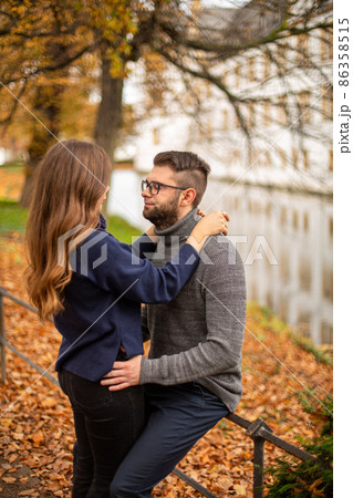 White young european couple in park 86358515