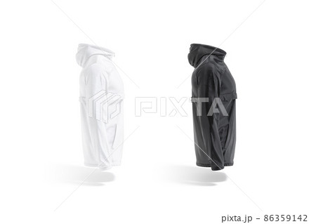 Blank black and white windbreaker mockup, profile view 86359142