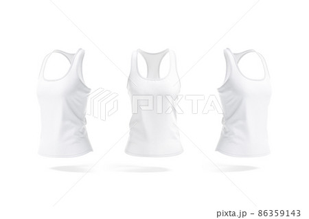 Blank white women racerback tanktop mockup, front and side view 86359143