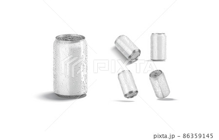 Blank white aluminum 330 ml soda can drops mockup, different views 86359145
