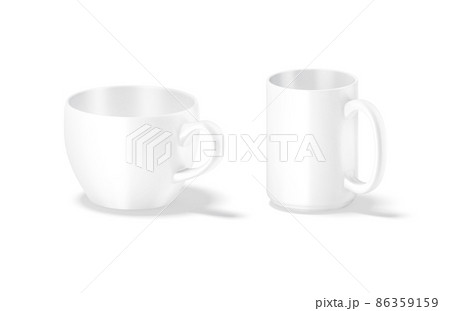 Blank ceramic 15oz mug with handle mockup stand, side view 86359159