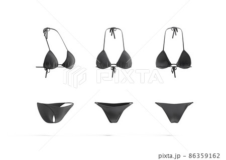 Blank black woman bikini mock up, different views 86359162