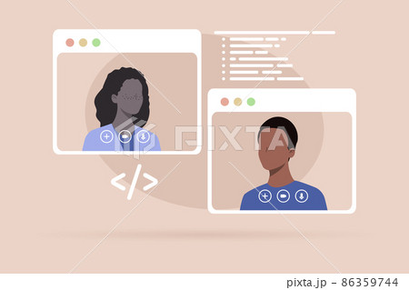 Diverse African American man and woman are working remotely from home 86359744