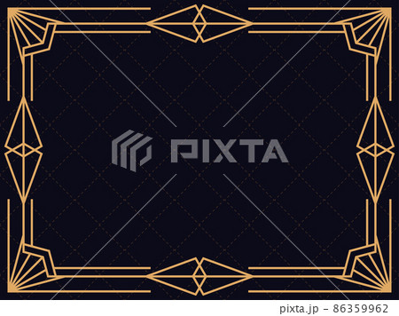 Art deco frame. Vintage linear border. Design a template for invitations, leaflets and greeting cards. The style of the 1920s - 1930s. Vector illustration Art deco frame. Vintage linear border. Design a template for invitations, leaflets and greeting cards. The style of the 1920s - 1930s. Vector illustration 86359962
