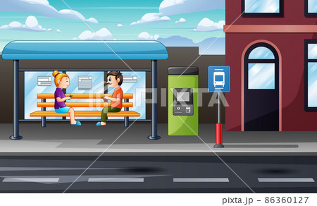 People wait transportation at the station 86360127