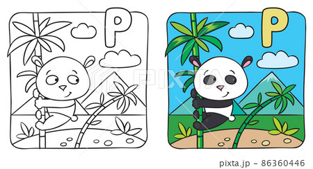 Little panda coloring book. Alphabet P 86360446