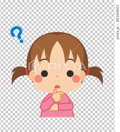 Thinking hands on the chin, cute girl, child, upper body, person, white background, clip art Thinking hands on the chin, cute girl, child, upper body, person, white background, clip art 86360601