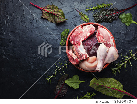 Raw meat set,space for text Raw meat set,space for text 86360707