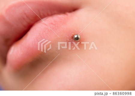Passionate red lips,macro photography. Small depth of field. 86360998
