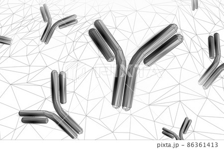 Antibody immunoglobulin coronavirus vaccine result. 3D medical infection model. Immunization COVID poster template. Blood test green pass certificate vector illustration 86361413