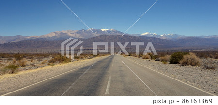 empty road on desert landscape, dry mountainous area, road trip empty road on desert landscape, dry mountainous area, road trip 86363369