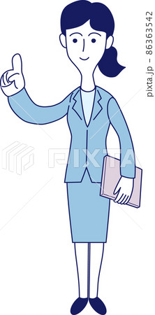 お客様を案内する女性会社員の全身イラスト お客様を案内する女性会社員の全身イラスト 86363542