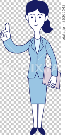 お客様を案内する女性会社員の全身イラスト お客様を案内する女性会社員の全身イラスト 86363542