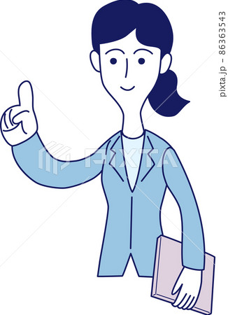 お客様を案内する女性会社員の上半身イラスト お客様を案内する女性会社員の上半身イラスト 86363543