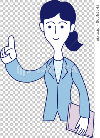 お客様を案内する女性会社員の上半身イラスト お客様を案内する女性会社員の上半身イラスト 86363543