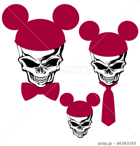 スカルに可愛い帽子を被せてみた のイラスト素材