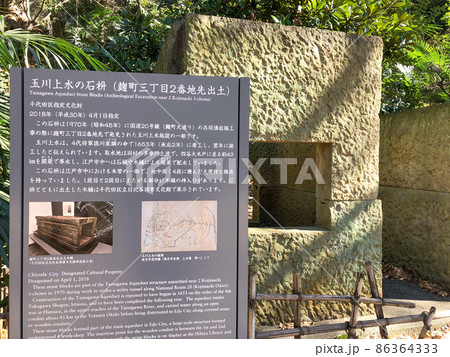 東京紀尾井町・清水谷公園の玉川上水石枡 86364333