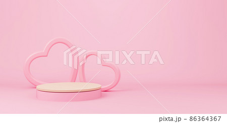 Abstract minimal scene with wooden podium 86364367