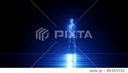 Digital human figure in a dark space. Virtual reality concept 86364592