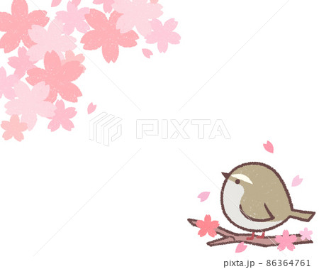 ウグイスと桜の花フレーム2 86364761