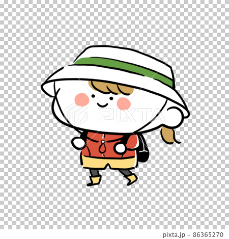 一個喜歡登山和遠足的女人的手繪插圖素材 一個喜歡登山和遠足的女人的手繪插圖素材 86365270