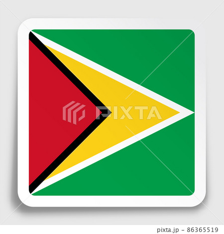 Guyana flag icon on paper square sticker with shadow. Button for mobile application or web. Vector 86365519