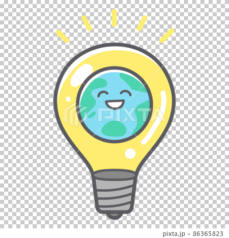 燈泡和地球的簡單可愛插圖 燈泡和地球的簡單可愛插圖 86365823