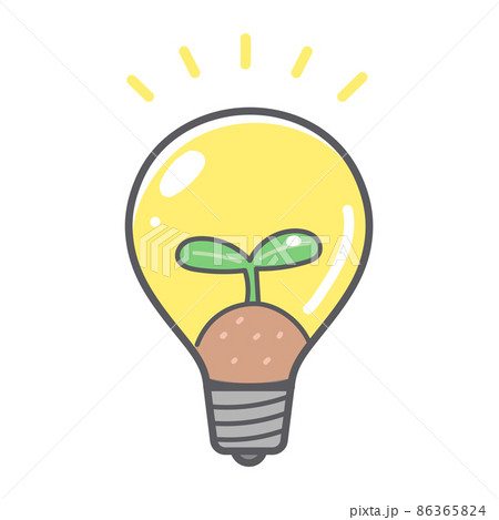 芽と電球のシンプルで可愛いイラスト 86365824