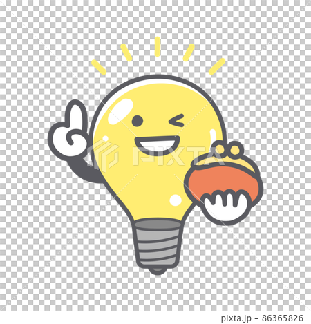 財布を持った電球の可愛いイラスト 財布を持った電球の可愛いイラスト 86365826