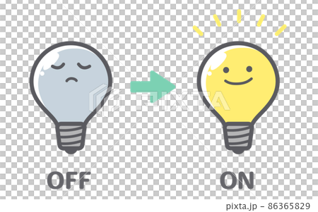 電気をオフからオンに切り替えるイラスト 電気をオフからオンに切り替えるイラスト 86365829