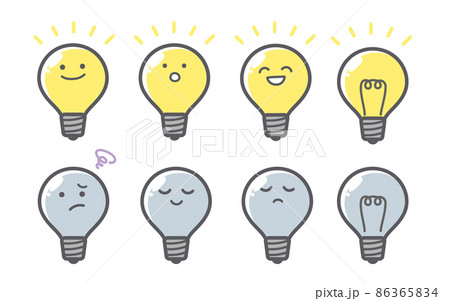 電球の喜怒哀楽に関する表情セット 86365834