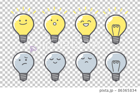 電球の喜怒哀楽に関する表情セット 86365834