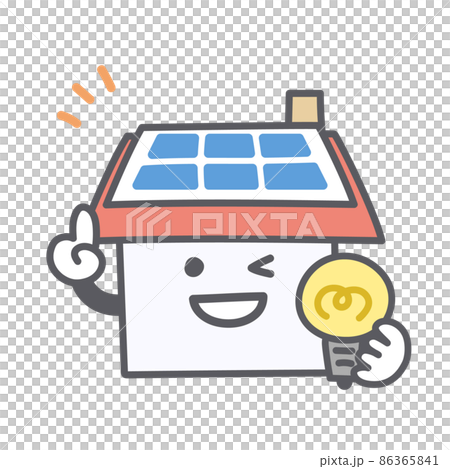 帶有太陽能電池板的房子的可愛插圖 86365841
