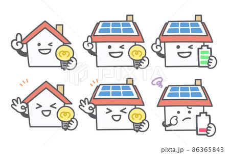 家と電気に関する表情セット 家と電気に関する表情セット 86365843