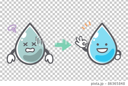 水をきれいにするビフォーアフターのイラスト 水をきれいにするビフォーアフターのイラスト 86365848