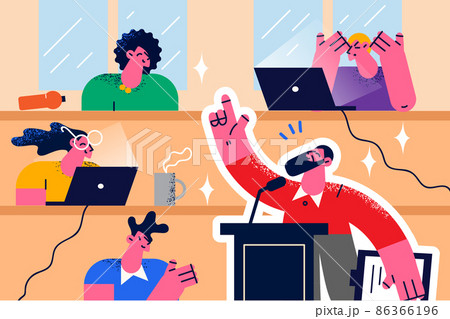 Male professor lead lecture in university  86366196