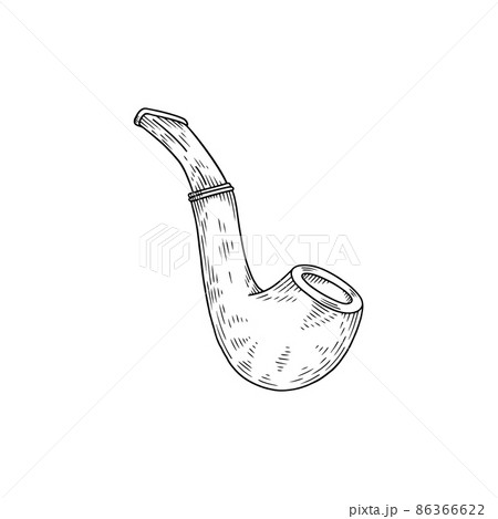 Smoking pipe in hand drawn sketch style with engraving, vector illustration isolated on white background. Smoking pipe in hand drawn sketch style with engraving, vector illustration isolated on white background. 86366622