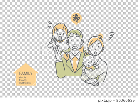 Double-income young couples and children with waiting children Simple and stylish line art illustrations Double-income young couples and children with waiting children Simple and stylish line art illustrations 86366659