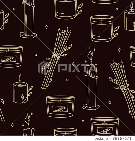 Pattern with magical symbols of boho esotericism mystical hand-drawn elements stone crystals. In gold color on a black background. Magical vector elements Pattern with magical symbols of boho esotericism mystical hand-drawn elements stone crystals. In gold color on a black background. Magical vector elements 86367671