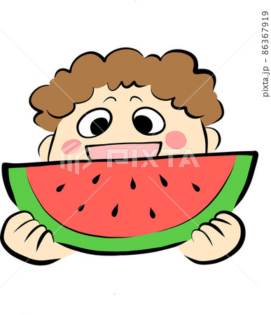 スイカを食べる男の子のイラスト素材 [86367919] - PIXTA