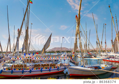 Ornate touristic boats 86368374