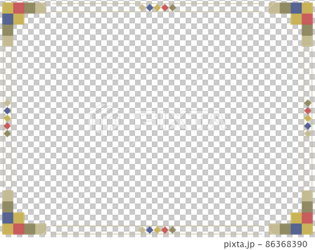 韓国の伝統的なカラーと定番の模様のフレームのイラスト素材