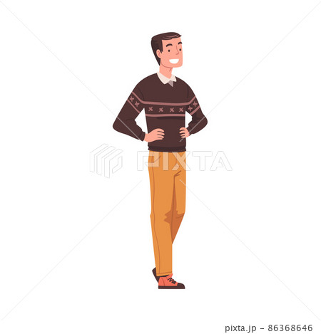 Elated Man with Arms on Hips Waiting for Somebody Vector Illustration Elated Man with Arms on Hips Waiting for Somebody Vector Illustration 86368646