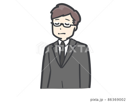 お別れを悼む 喪服の男性イラスト お別れを悼む 喪服の男性イラスト 86369002