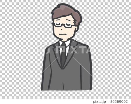 お別れを悼む 喪服の男性イラスト お別れを悼む 喪服の男性イラスト 86369002