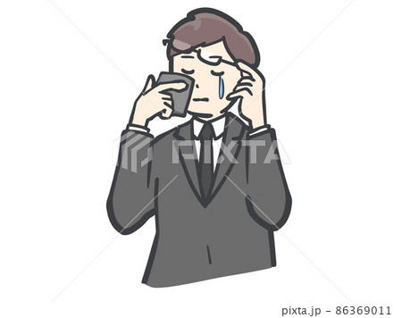 涙をぬぐう 喪服の男性イラスト 涙をぬぐう 喪服の男性イラスト 86369011