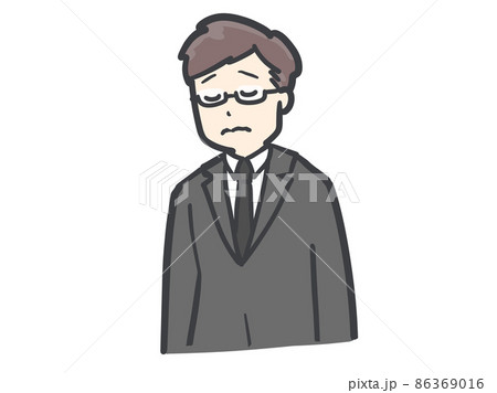 肩を落とす 喪服の男性イラスト 肩を落とす 喪服の男性イラスト 86369016